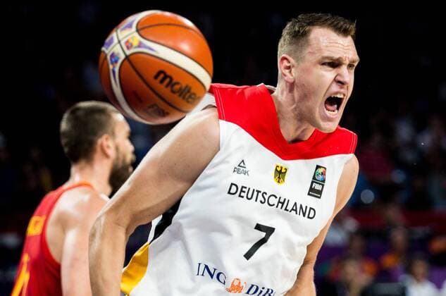 12.09.2017, Sinan Erdem Dome, Istanbul, TUR, FIBA EuroBasket 2017, Deutschland vs Spanien, Viertelfinale, im Bild Johannes Voigtmann of Germany reacts during the EuroBasket 2017, quarter final match between Germany and Spain at the Sinan Erdem Dome in Istanbul, Turkey on 2017 09 12. Istanbul