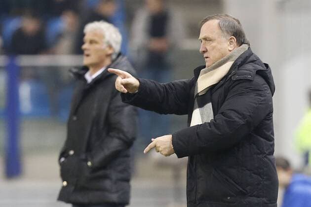 ARNHEM - Vitesse - PSV , Voetbal KNVB beker , seizoen 2012-2013 , 09-02-2012 , stadion Gelredome , PSV Eindhoven trainer Dick Advocaat (r) met Vitesse trainer Fred Rutten (l). vitesse - psv