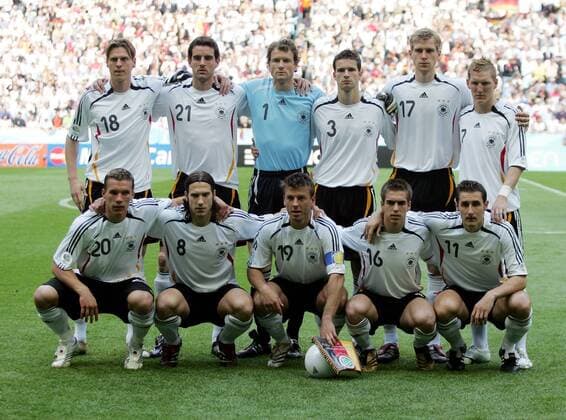 Mannschaftsfoto Deutsche Nationalmannschaft - aufgenommen vor dem Eröffnungsspiel der Fussball WM 2006 in München am 09.06.2006 , München Deutschland