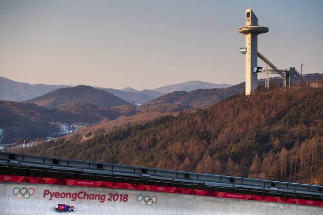 PyeongChang 2018 - Highlights der Olympischen Spiele Bilder des Tages - SPORT 180208 Valentin Crute of Romania during a Men s Luge practice session ahead of the 2018 Winter Olympics on February 8, 2018 in Pyeongchang. Photo: Joel Marklund BILDBYRN kod JM 87606 Copyright: JOELxMARKLUND BB180208JM017