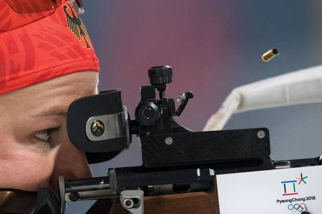 PyeongChang 2018 - Highlights der Olympischen Spiele Olympia-Bilder des Tages PyeongChang 2018, Biathlon, 4x6km Damen Staffel 180222 Denise Hermann of Germany prior to the Women s Biathlon 4x6 km Relay during day thirteen of the 2018 Winter Olympics on February 22, 2018 in Pyeongchang. Photo: Joel Marklund BILDBYRN kod JM 87644 Copyright: JOELxMARKLUND BB180222JM087