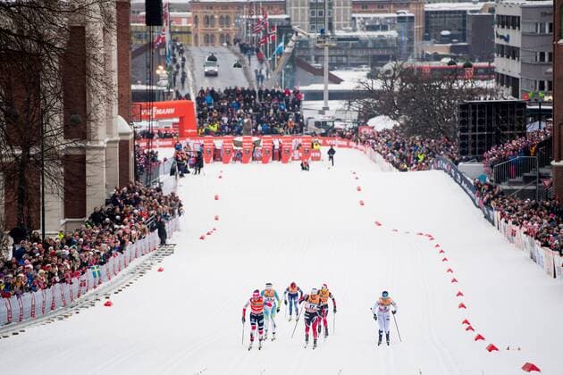 Themen der Woche - SPORT Bilder des Tages - SPORT Langlauf, WC Drammen, Sprint klassisch der Damen, Qualifikation 180307 General view of the course in Drammen in the women s sprint classic technique quarterfinal during the FIS Cross-Country World Cup on March 07, 2018 in Drammen. Photo: Fredrik Varfjell BILDBYRAN kod FV 150076 Copyright: FREDRIKxVARFJELL BB180307FV080