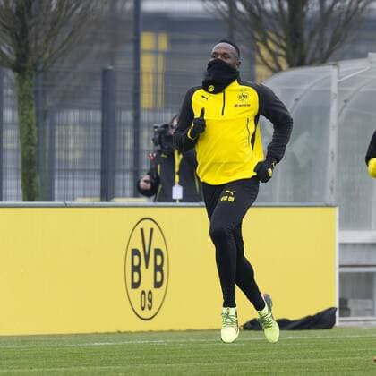 Themen der Woche - SPORT Bilder des Tages - SPORT Dortmund, Germany, 05.03.2018, Training BV Borussia Dortmund, BVB, Usain Bolt laeuft ( DeFodi053