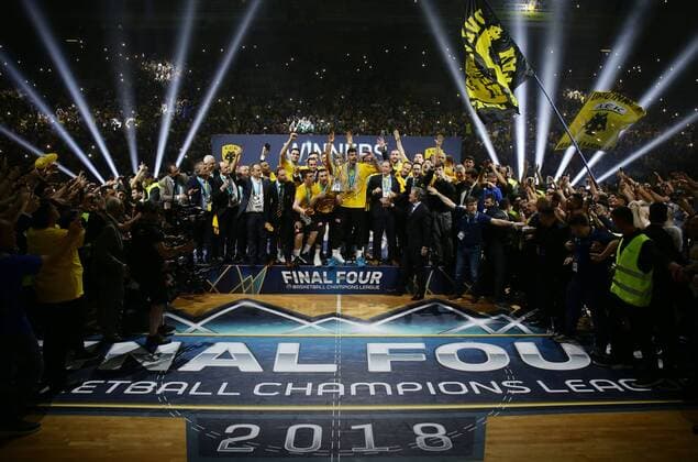Themen der Woche - SPORT Bilder des Tages - SPORT Athen , Basketball Champions League Final Four , Finale , AEK Athen vs. AS Monaco , Sieger und Gewinner Der Champions League AEK Athen