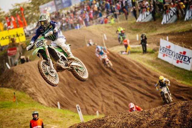 Themen der Woche - SPORT KW20 Bilder des Tages - SPORT Teutschenthal , 190518 , Motocross Weltmeisterschaft , Der Große Preis von Deutschland Im Bild: Clement Desalle ( Belgien Kawasaki ) in der MX1