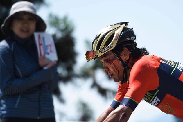 Themen der Woche - SPORT KW21 Bilder des Tages - SPORT May 22, 2018 - Inabe, Mie, Japan - Japanese injured rider, Yukiya Arashiro from Bahrain - Merida Team, during Inabe stage, 127.0km on Inabe circuit race, the third stage of Tour of Japan 2018..On Tuesday, May 22, 2018, in Inabe, Mie Prefecture, Japan. Tour of Japan 2018 - Stage 3 - ZUMAn230 20180522_zaa_n230_547 Copyright: xArturxWidakx