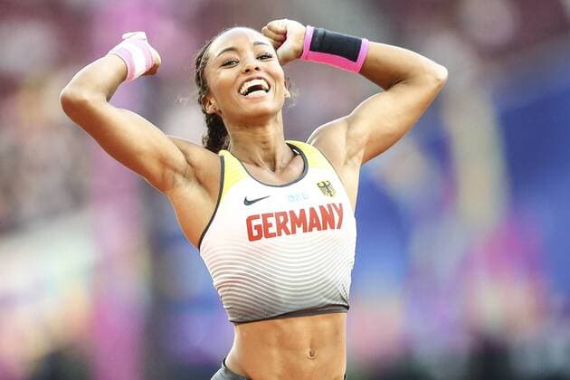 Sport Themen der Woche KW28 Sport Bilder des Tages Athletics World Cup; London, 14.07.2018 Freude bei Jacqueline Otchere (MTG Mannheim) am 29.07.2017 im London Stadium waehrend Tag 1 des Athletics World Cup in London (Great Britain).