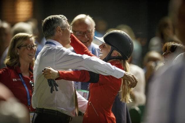 Sport Themen der Woche KW29 Sport Bilder des Tages Aachen - CHIO 2018, BECKER Otto (Bundestrainer), KLAPHAKE Laura (GER) Aachen - CHIO 2018 Siegerehrung Mercedes Benz Nationenpreis 19. Juli 2018 Â© -