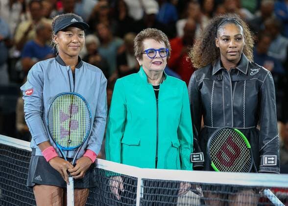 Sport Bilder des Tages L-R. Naomi Osaka, Billie Jean King,Serena Williams, Damen Einzel Finale, Endspiel Copyright: xJuergenxHasenkopfx