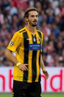 Amsterdam, Netherlands, 19.09.2018, UEFA Champions League - 2018 19 Season, Vorrunde, Gruppenphase - Gruppe E - 1. Spieltag, Ajax Amsterdam - AEK Athen, Marios Oikonomou (AEK Athen) Schaut ( DeFodi001