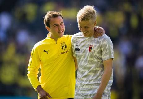 Sport Themen der Woche KW 40 Sport Bilder des Tages Dortmund, 06.10.2018 Die Geschwister Mario Götze (BvB) und Felix Götze (FCA) Borussia Dortmund - FC Augsburg