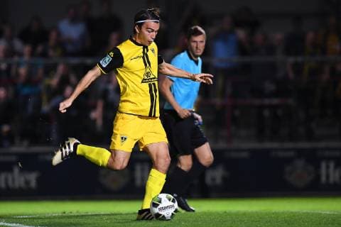 Fußball Regionalliga Staffel West 13. Spieltag SC Verl - Alemannia Aachen am 12.10.2018 in der Sportclub Arena in Verl David Pütz ( Aachen )