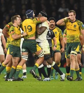 November 25, 2018 - London, England, United Kingdom - Maro Itoje and Rob Simmons are seen in action during the England v Australia Quilter Internationals at the Twickenham in London. England Vs Australia Rugby in London, UK - 25 Nov 2018 - ZUMAs197 87038376st Copyright: xGrahamxGlendinningx