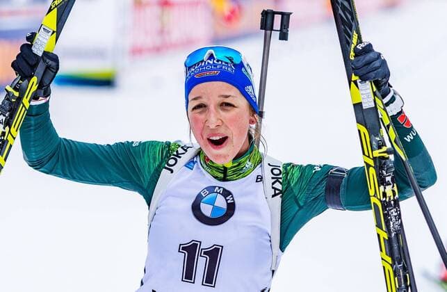 Sport Themen der Woche KW03 Sport Bilder des Tages 20.01.2019, Chiemgau Arena, Ruhpolding, GER, IBU Weltcup Biathlon, Massenstart, Damen, im Bild Franziska Preuss (GER) Franziska Preuss of Germany during wommen s mass start competition of BMW IBU Biathlon World Cup at the Chiemgau Arena in Ruhpolding, Germany on 2019 01 20. Ruhpolding
