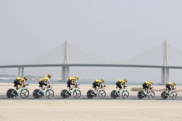 Sport Themen der Woche KW08 Sport Bilder des Tages Photo LaPresse - Fabio Ferrari February 24, 2019 Abu Dhabi (United Arab Emirates) Cycling UAE Tour 2019 - Stage 1 - From Al Hudayriat Island to Al Hudayriat Island - TTT 9,9 miles In the pic: the race  Copyright: xFabioxFerrari LaPressex