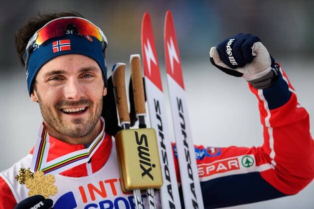 Sport Themen der Woche KW09 Sport Bilder des Tages 190303 Hans Christer Holund of Norway celebrates with his medal after the men s cross country skiing 50km during the FIS Nordic World Ski Championships on March 3, 2019 in Seefeld in Tirol. Photo: Joel Marklund BILDBYRAN kod JM 87909 Copyright: JOELxMARKLUND BB190303JM085
