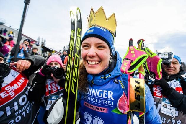 Sport Themen der Woche KW11 Sport Bilder des Tages 190312 Hanna Öberg of Sweden celebrates after the Women s 15 km Individual during the IBU World Championships Biathlon on March 12, 2019 in Östersund. Photo: Petter Arvidson BILDBYRAN kod PA 92259 Copyright: PETTERxARVIDSON BB190312PA236