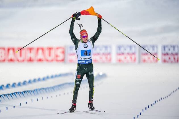 Sport Themen der Woche KW11 Sport Bilder des Tages 190316 Benedikt Doll of Germany celebrates after the Men s 4x7,5 km Relay during the IBU World Championships Biathlon on March 16, 2019 in Östersund. Photo: Petter Arvidson BILDBYRAN kod PA 92269 Copyright: PETTERxARVIDSON BB190316PA149