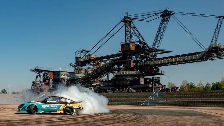 Sport Themen der Woche KW16 Sport Bilder des Tages IRON DRIFT KING 2019 in Ferropolis - Stadt aus Eisen German Drift Championship 2019 und Europameisterschaft des Drift Masters European Championship EM Europameisterschaft Max Heidrich (GER) Nissan 200sx (S13) mit Toyota 2JZ Motor (3.0 Liter Reihensechszylinder) und ca. 500PS Er war der IRON DRIFT KING 2018 Gräfenhainichen Sachsen-Anhalt Deutschland