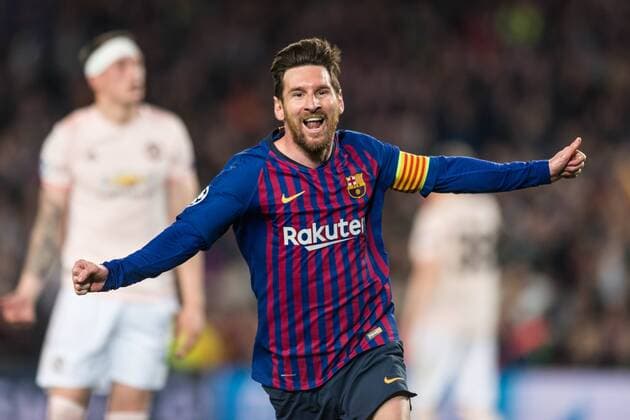 Sport Themen der Woche KW16 Sport Bilder des Tages Barcelona, Spain, 16.04.2019, UEFA Champions League - 2018 19 Season, Viertelfinale, 2. Runde, FC Barcelona Barca - Manchester United ManU Lionel Messi (Barcelona) celebrates his team s second goal ( DeFodi059