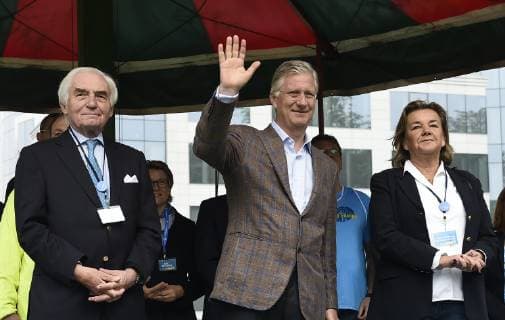King Philippe - Filip of Belgium pictured at the start of the 40th edition of the Brussels 20km run, Sunday 19 May 2019 in Brussels. JOHNxTHYS  x05588064x
