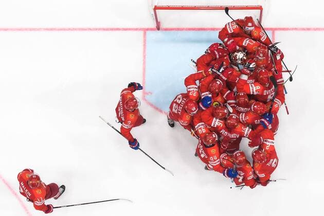 Sport Themen der Woche KW21 Sport Bilder des Tages 190526 Players of Russia celebrate after the 2019 IIHF Ice hockey, Eishockey World Championship, WM, Weltmeisterschaft bronze medal game between Russia and Czech Republic on May 26, 2019 in Bratislava. Photo: Joel Marklund BILDBYRAN kod JM 87961 Copyright: JOELxMARKLUND BB190526JM035