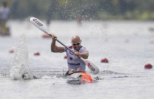 Ronald RAUHE, GER, 6.Platz, Aktion, K1 M 200 Final A, am 01.06.2018 Kanu ICF Weltcup Duisburg vom 31.05. - 02.06.2019 in Duisburg Deutschland. Â