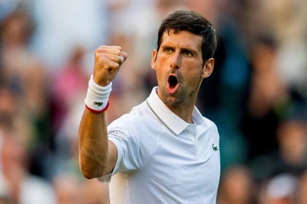 Sport Themen der Woche KW27 Sport Bilder des Tages 190703 Novak Djokovic of Serbia celebrates after winning the men s second round singles match during Wimbledon on July 3, 2019 in London. Photo: Vegard Wivestad Grott BILDBYRAN kod VG 170366 bbeng wimbledon wimbledon 2019 tennis day 3 dag 3 serbien jubel Copyright: VEGARDxWIVESTADxGRoTT BB190703ZW003