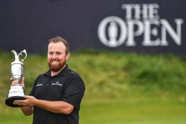 Sport Bilder des Tages 190721 Shane Lowry, Republic of Ireland, celebrates with the trophy after winning the final round of the golf tournament The 148th Open Championship on July 21, 2019 in Portrush. Photo: Petter Arvidson BILDBYRAN kod PA 92329 BBeng golf the open the 148th Open British Open Royal Portrush The 148th Open Championship dag 4 jubel jublar celebration celebrates Copyright: PETTERxARVIDSON BB190721PA155
