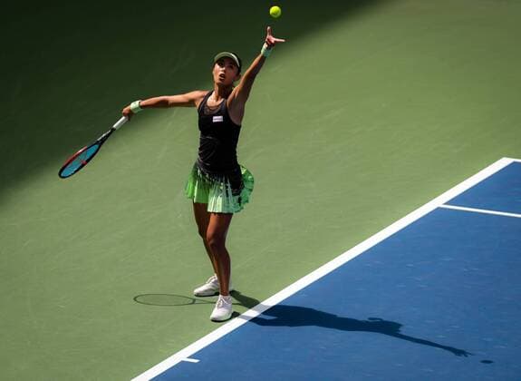 September 1, 2019, New York, NEW YORK, United States: Qiang Wang of China in action during her fourth-round match at the 2019 US Open Grand Slam tennis tournament against Ashleigh Barty of Australia US Open 2019, Tennis, New York City, United States, Sep 1 - ZUMAa181 20190901_zaa_a181_152 Copyright: xAFP7x