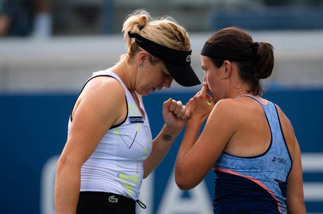 September 2, 2019, New York, NEW YORK, UNITED STATES: Anastasija Sevastova of Latvia & Anastasia Pavlyuchenkova of Russia playing doubles at the 2019 US Open Grand Slam tennis tournament US Open 2019, Tennis, New York City, United States, Sep 2 - ZUMAa181 20190902_zaa_a181_103 Copyright: xAFP7x