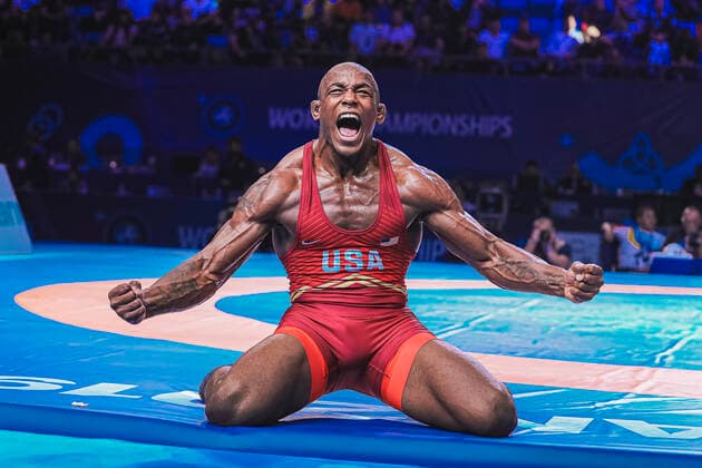 Bilder des Jahres 2019, Sport 09 September Sport Themen der Woche KW38 Sport Bilder des Tages World Wrestling Championship 2019 FS 92kg - J den michael tbory COX (USA) df. Alireza mohammad KARIMIMACHIANI (IRI)