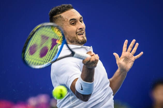 Bilder des Jahres 2019, Sport 09 September Sport Themen der Woche KW39 Sport Bilder des Tages Australian professional tennis player Nick Kyrgios competes against Italian professional tennis player Andreas Seppi at the first round of 2019 Zhuhai Championships, in Zhuhai city, south China s Guandgong province, 25 September 2019.