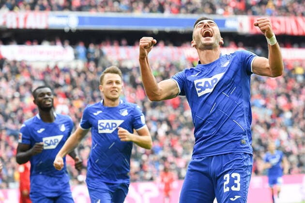 Bilder des Jahres 2019, Sport 10 Oktober Sport Themen der Woche KW40 05.10.2019, xmeix, 1.Fussball Bundesliga, FC Bayern Muenchen - TSG 1899 Hoffenheim, emspor, v.l. Jubel zum 0:1 für Hoffenheim durch Sargis Adamyan (TSG 1899 Hoffenheim) (DFL DFB REGULATIONS PROHIBIT ANY USE OF PHOTOGRAPHS as IMAGE SEQUENCES and or QUASI-VIDEO) Muenchen