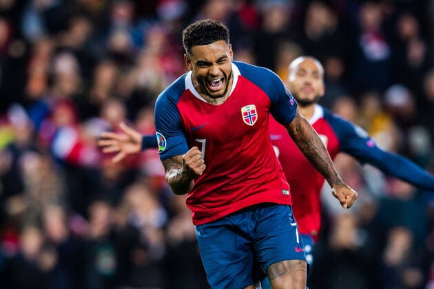 Bilder des Jahres 2019, Sport 10 Oktober Sport Themen der Woche KW41 Sport Bilder des Tages 191012 Joshua King of Norway celebrates after 1-1 during the UEFA EURO, EM, Europameisterschaft,Fussball Qualifier, EM, Europameisterschaft football match between Norway and Spain on October 12, 2019 in Oslo. Photo: Vegard Wivestad Grott BILDBYRAN kod VG 170422 bbeng fotboll football fotball soccer uefa euro qualifier em-kvalifisering em-kvalik em-kval landskamp norge norway spania spanien spain jubel Copyright: VEGARDxWIVESTADxGRoTT BB191012VG061