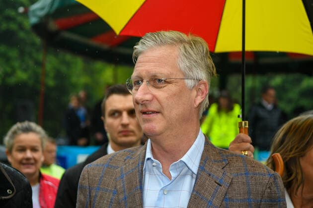 King Philippe - Filip of Belgium pictured at the start of the Handisport race during the 40th edition of the Brussels 20km run, Sunday 19 May 2019 in Brussels. PHOTO BERNARD GILLET BernardxGillet  x05686413x