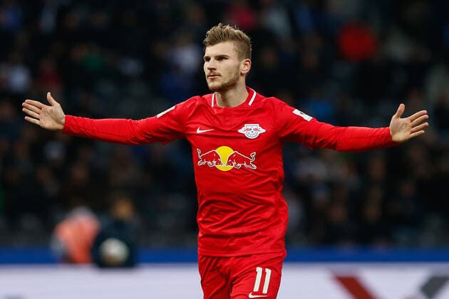 Bilder des Jahres 2019, Sport 11 November Sport Themen der Woche KW45 09.11.2019, xtgx, Fussball 1.Bundesliga, Hertha BSC Berlin - RB Leipzig emspor, v.l. Timo Werner (Leipzig, 11) Jubel, Torjubel, jubelt über das Tor, celebrate the goal, celebration (DFL DFB REGULATIONS PROHIBIT ANY USE OF PHOTOGRAPHS as IMAGE SEQUENCES and or QUASI-VIDEO) Berlin