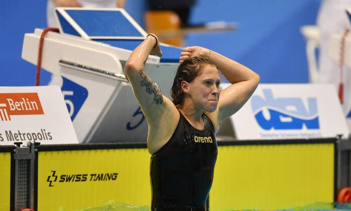 Bilder des Jahres 2019, Sport 11 November Sport Themen der Woche KW46 Sport Bilder des Tages Sarah Köhler (DSV), gewinnt die 1500m Freistil Frauen mit neuem Weltrekord und jubelt 25.Internationale Deutsche Kurzbahnmeisterschaften im Schwimmen Berlin 2019 swiming, Schwimmen, DM, Kurzbahn, 25m Meisterschaften, Deutsche Meisterschaft Berlin, 16.11.2019 Schwimmhalle Europasportpark