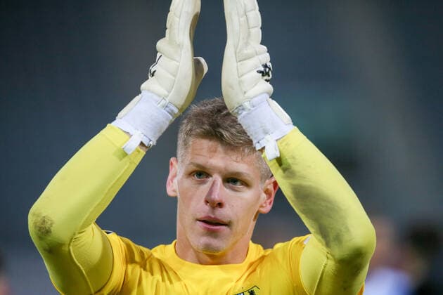 Chemnitz, 30.11.2019, Stadion - An der Gellertstraße, Fußball, Herren, 3. Liga, 17. Spieltag , Chemnitzer FC - KFC Uerdingen 05 1:1 (0:0) , Im Bild: Torhüter Jakub Jakubov (1, Chemnitz) ,