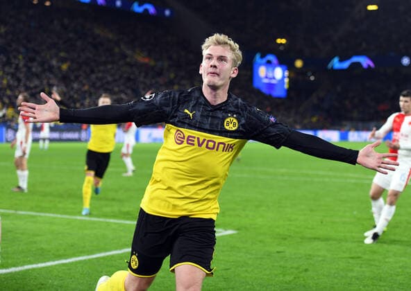 Sport Bilder des Tages Championsleague: Borussia Dortmund - Salvia Prag 10.12.2019. Jubel Torschütze Julian Brandt (BvB) nach dem 2:1. DFL REGULATIONS PROHIBIT ANY USE OF PHOTOGRAPHS AS IMAGE SEQUENCES AND OR QUASI-VIDEO