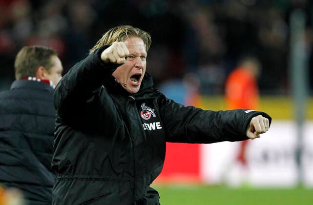 Bilder des Jahres 2019, Sport 12 Dezember Köln, RheinEnergieStadion, 14.12.19: Trainer Markus Gisdol (Köln) jubelt nach dem 2:0 Tor von Sebastian Bornauw im Spiel der 1. Bundesliga zwischen 1.FC Köln vs. Bayer 04 Leverkusen in der Saison 2019 2020. DFL regulations prohibit any use of photographs as image sequences and or quasi-video.