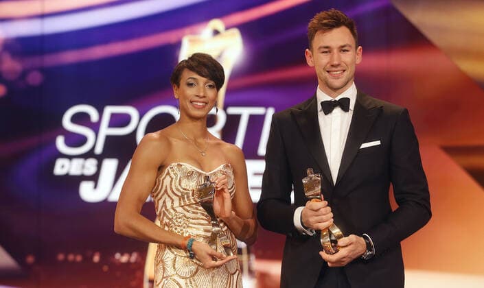 Bilder des Jahres 2019, Sport 12 Dezember Baden-Baden , Sportler des Jahres 2019 , von links: Malaika Mihambo ( Sportlerin des Jahres ) Niklas Kaul ( Sportler des Jahres )