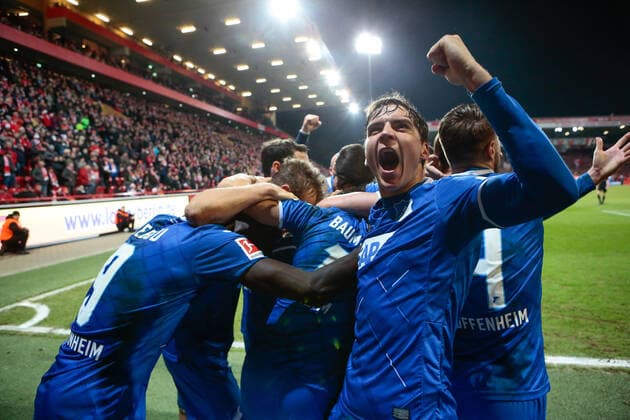 Bilder des Jahres 2019, Sport 12 Dezember Sport Themen der Woche KW51 Sport Bilder des Tages 17.12.2019, xtgx, Fussball 1. Bundesliga, 1. FC Union Berlin - TSG 1899 Hoffenheim emspor, v.l. Hoffenheim nach Tor zum 0:2 durch Christoph Baumgartner (Hoffenheim, 14) Jubel, Torjubel, jubelt ueber das Tor, celebrate the goal, celebration (DFL DFB REGULATIONS PROHIBIT ANY USE OF PHOTOGRAPHS as IMAGE SEQUENCES and or QUASI-VIDEO) Berlin
