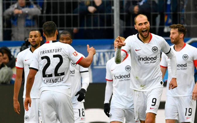 Bilder des Jahres 2020, Sport 01 Januar Sport Themen der Woche KW03 Sport Bilder des Tages TOR zum 0:1 Bas Dost Eintracht Frankfurt Torjubel mit Timothy Chandler Eintracht Frankfurt TSG 1899 Hoffenheim vs Eintracht Frankfurt SGE 18.01.2020 DFL REGULATIONS PROHIBIT ANY USE OF PHOTOGRAPHS AS IMAGE SEQUENCES AND OR QUASI-VIDEO TSG 1899 Hoffenheim vs Eintracht Frankfurt SGE