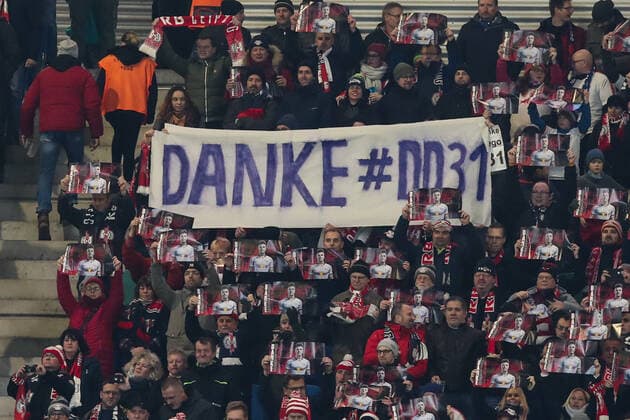 Die Fans verabschieden Diego Demme während der ersten Halbzeit - 1. Fussball Bundesliga Saison 2019-2020 RasenBallsport Leipzig vs. 1. FC Union Berlin in der Red Bull Arena in Leipzig - Fußball,Deutschland,18.01.2020
