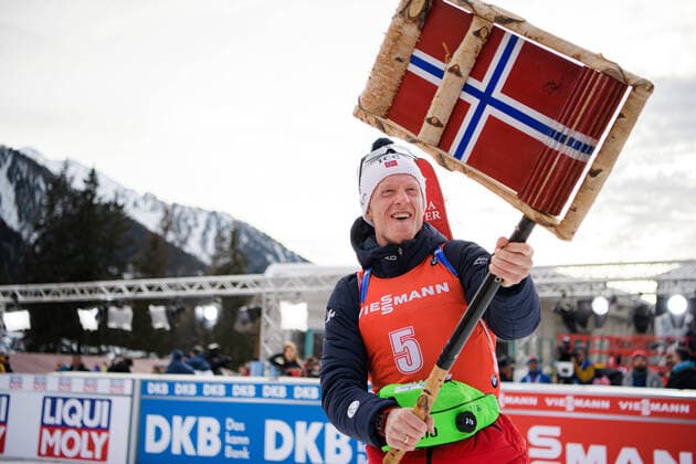 2020 Bilder des Jahres, Sport 02 Februar 200216 Johannes Thingnes Bo of Norway celebrates after the men s 12,5 km pursuit during the IBU Biathlon World Championships on February 16, 2020 in Antholz. Photo: Joel Marklund BILDBYRAN kod JM 88114 bbeng skidskytte skiskyting biathlon VM skidskytte-VM IBU Biathlon World Championships 2020 Anterselva jaktstart pursuit jubel norge Copyright: JOELxMARKLUND BB200216JM204
