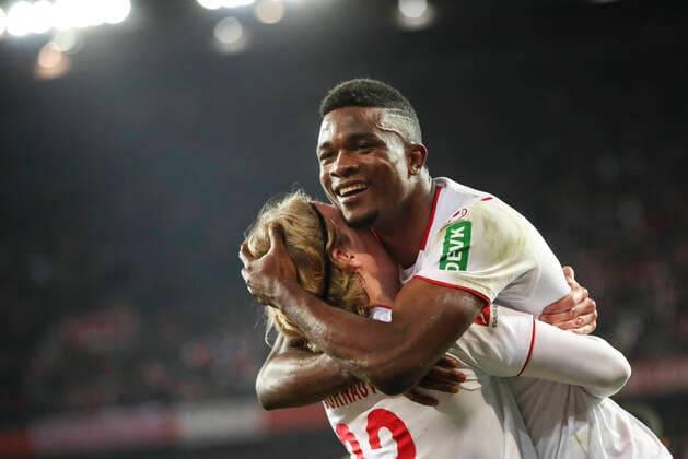 2020 Bilder des Jahres, Sport 02 Februar Sport Themen der Woche KW09 Sport Bilder des Tages 1. Fussball-Bundesliga; 1. FC Koeln - FC Schalke 04, 29.02.2020 Tor zum 2:;0 durch Jhon Cordoba (1. FC Koeln, 15) - 1.FC Koeln vs. FC Schalke 04 am 29.02.2020 im RheinEnergieStadion in Koeln (Nordrhein-Westfalen). DFL REGULATIONS PROHIBIT ANY USE OF PHOTOGRAPHS AS IMAGE SEQUENCES AND OR QUASI-VIDEO. Copyright: xBEAUTIFULxSPORTS AxelxKohringx