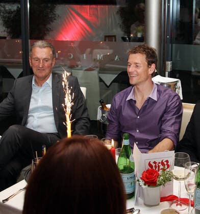 08.05.2010 VfB Stuttgart Saisonabschlussfeier Deutschland, Stuttgart, 08.05.2010, Fussball, Bundesliga, Saison 2009 2010, VfB Stuttgart Saisonabschlussfeier im Restaurant Amici: v.l. Jochen Rücker, Jens Lehmann.