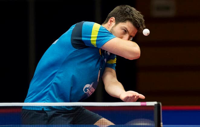 Bilder des Jahres 2020, Sport 08 August Sport Themen der Woche KW32 Sport Bilder des Tages Tischtennis: Düsseldorf Masters am 09.08.2020 in Düsseldorf (Nordrhein-Wesfalen). Dimitrij Ovtcharov schlägt mit der Rückhand auf Copyright: xKirchner MarcoxSteinbrennerx