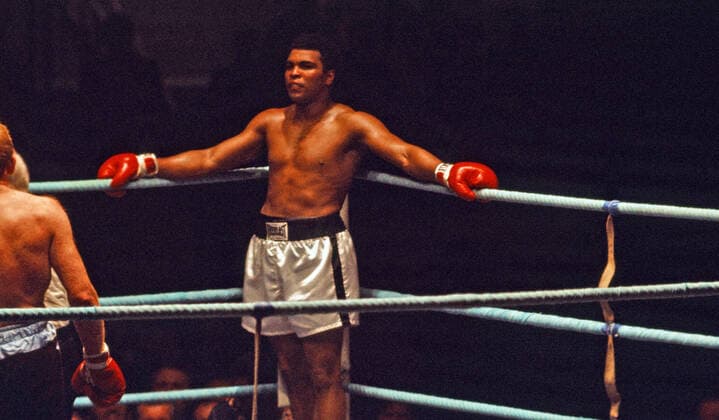 24.05.76 Boxen Cassius Clay Muhammad Ali - Richard Dunn Deutschland, München, 24.05.1976, Boxen, WM Schwergewichtskampf Cassius Clay alias Muhammad Ali (USA) vs. Richard Dunn (GBR): Muhammad Ali.
